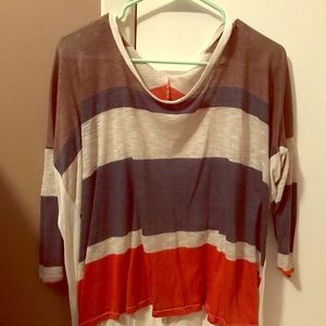 3/4 Sleeve Striped Medium Top